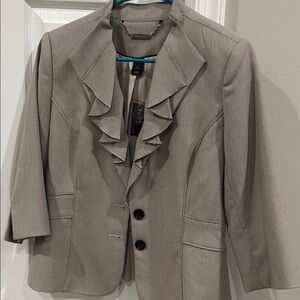 White House Black Market Taupe Ruffled Blazer